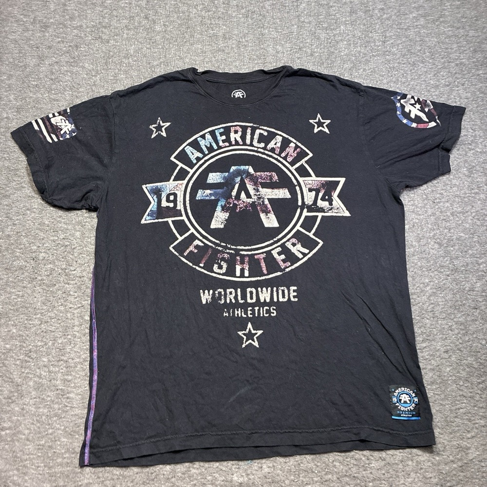 American Fighter Mens 2XL Training T Shirt UFC MMA Gym Workout Black Y2K